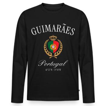 Guimarães Portugal Wappen Krone – Reise Souvenir - Männer Premium Bio Langarmshirt - Schwarz - Vorne - Nico (187cm)