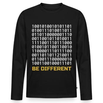 Be Different: Binäres Muster mit Botschaft - Männer Premium Bio Langarmshirt - Schwarz - Vorne - Nico (187cm)