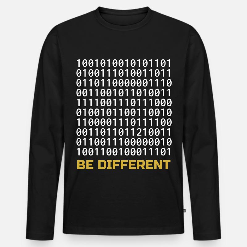 Be Different: Binary Pattern with Message Men's Premium Organic Long Sleeve Shirt