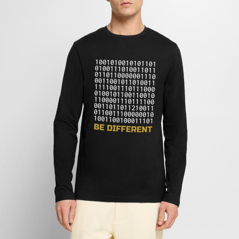 Be Different: Binary Pattern with Message Men's Premium Organic Long Sleeve Shirt