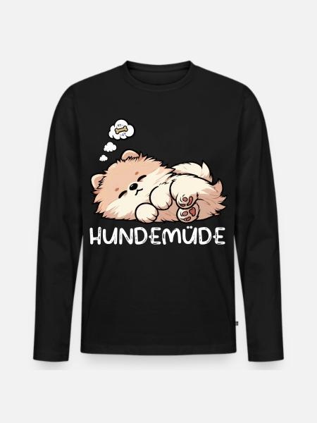 Hundemüde Zwergspitz Zwergspitze Spitzhund Spitz - Männer Premium Bio Langarmshirt - Schwarz
