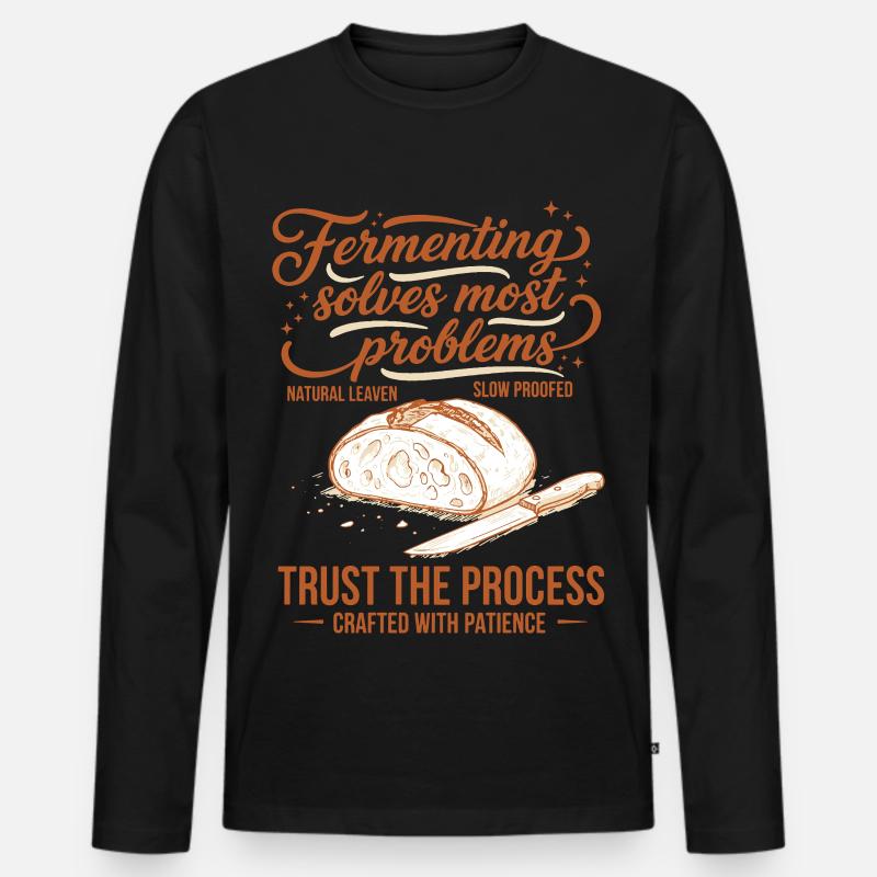 Sauerteigfermentation löst Probleme - Männer Premium Bio Langarmshirt - Schwarz