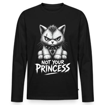 Pas ta princesse – Chat anti-princesse - T-shirt manches longues Premium bio Homme - noir - Devant - Nico (187cm)