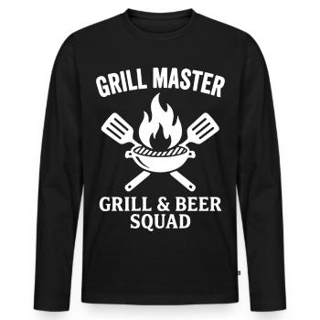 GRILL MASTER GRILL & BEER SQUAD BBQ Professional - Men's Premium Organic Long Sleeve Shirt - black - Front - Nico (187cm)
