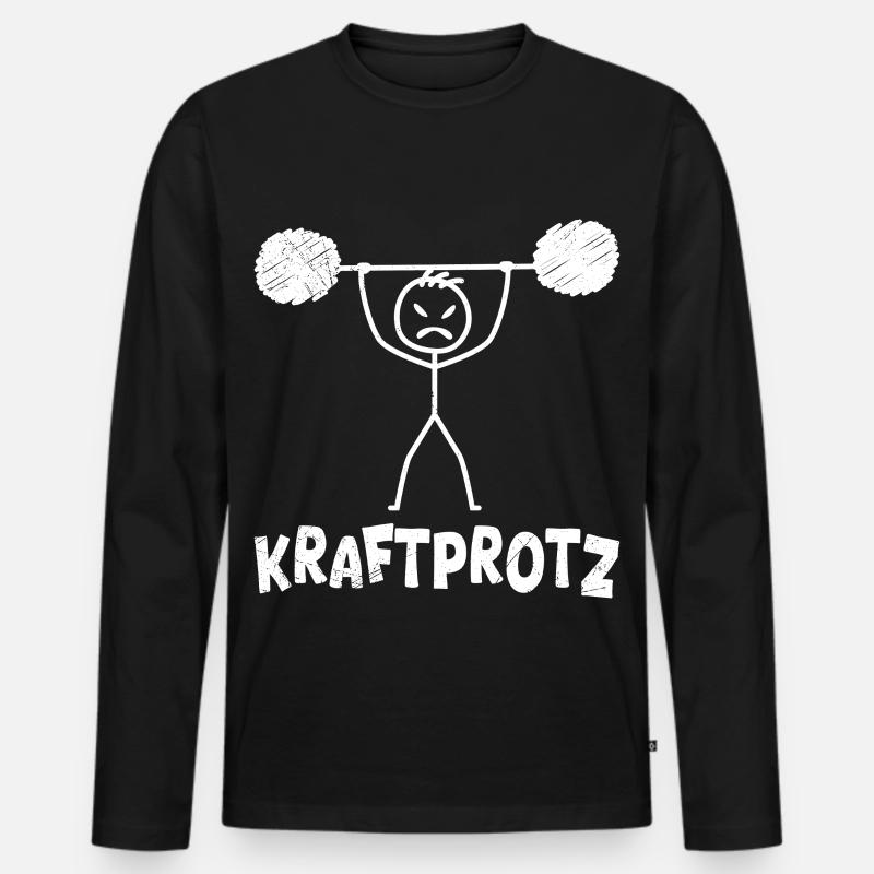 Strichmännchen KRAFTPROTZ Lustiges - Männer Premium Bio Langarmshirt - Schwarz