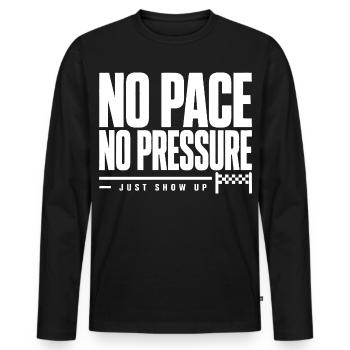 Pas de rythme, pas de pression - T-shirt manches longues Premium bio Homme - noir - Devant - Nico (187cm)