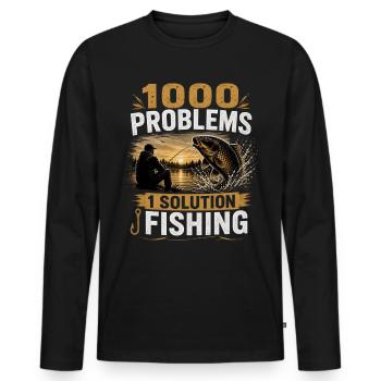 1000 Problems 1 Solution Carp Fishing Design - Men's Premium Organic Long Sleeve Shirt - black - Front - Nico (187cm)