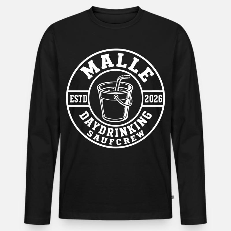 Malle 2026 Daydrinking Sauf Crew - Männer Premium Bio Langarmshirt - Schwarz