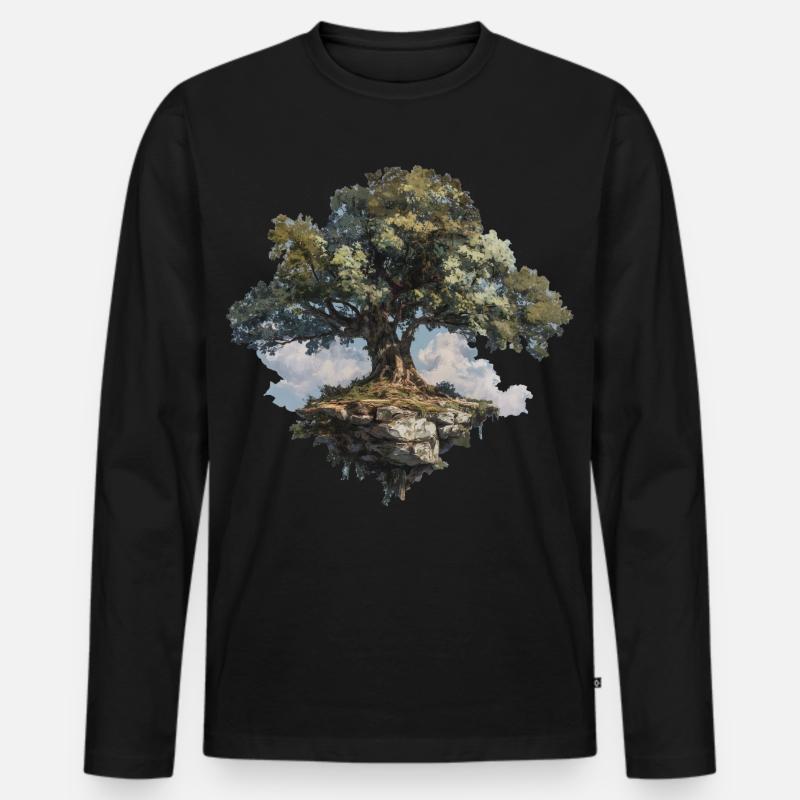 Baum - Männer Premium Bio Langarmshirt - Schwarz