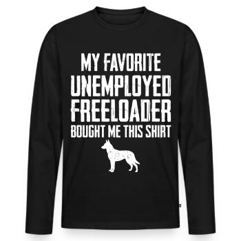 Witziger belgischer Malinois-Schmarotzer - Männer Premium Bio Langarmshirt - Schwarz - Vorne - Nico (187cm)