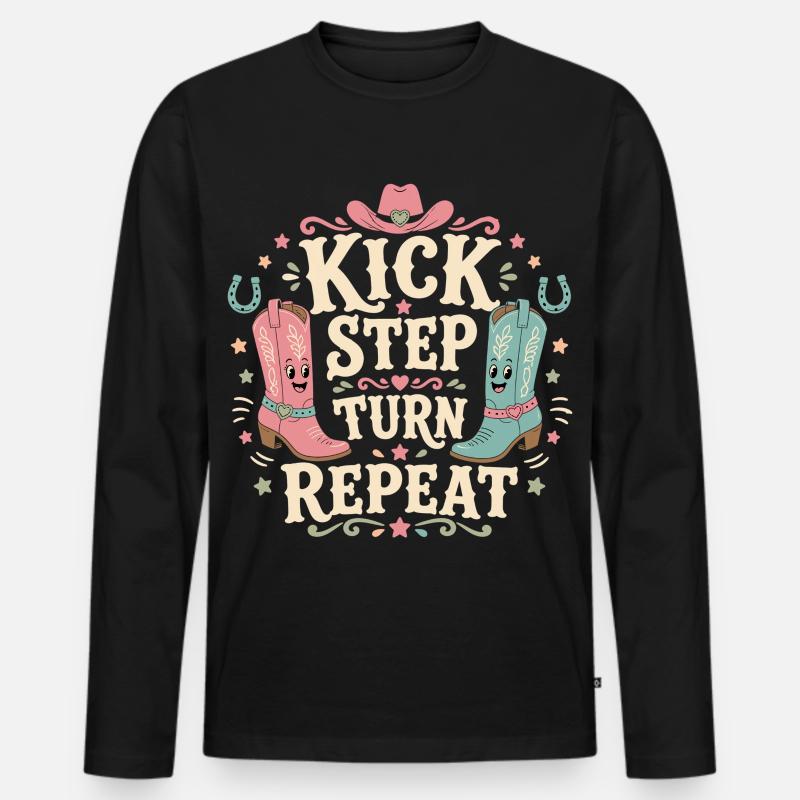 Kick Step Turn Repeat - Männer Premium Bio Langarmshirt - Schwarz