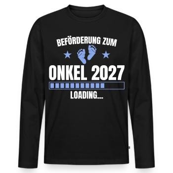 Beförderung zum Onkel 2027 – Loading - Männer Premium Bio Langarmshirt - Schwarz - Vorne - Nico (187cm)