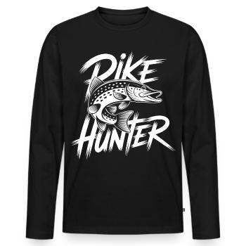 Pêche au brochet - T-shirt manches longues Premium bio Homme - noir - Devant - Nico (187cm)