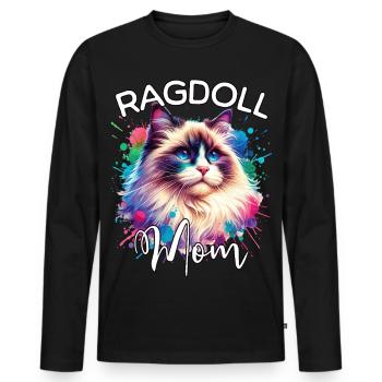 Maman Chatte Ragdoll - T-shirt manches longues Premium bio Homme - noir - Devant - Nico (187cm)