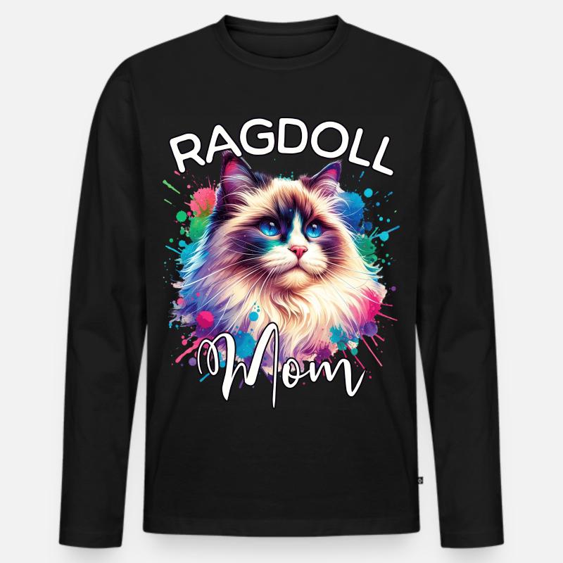 Ragdoll Katze Mama - Männer Premium Bio Langarmshirt - Schwarz