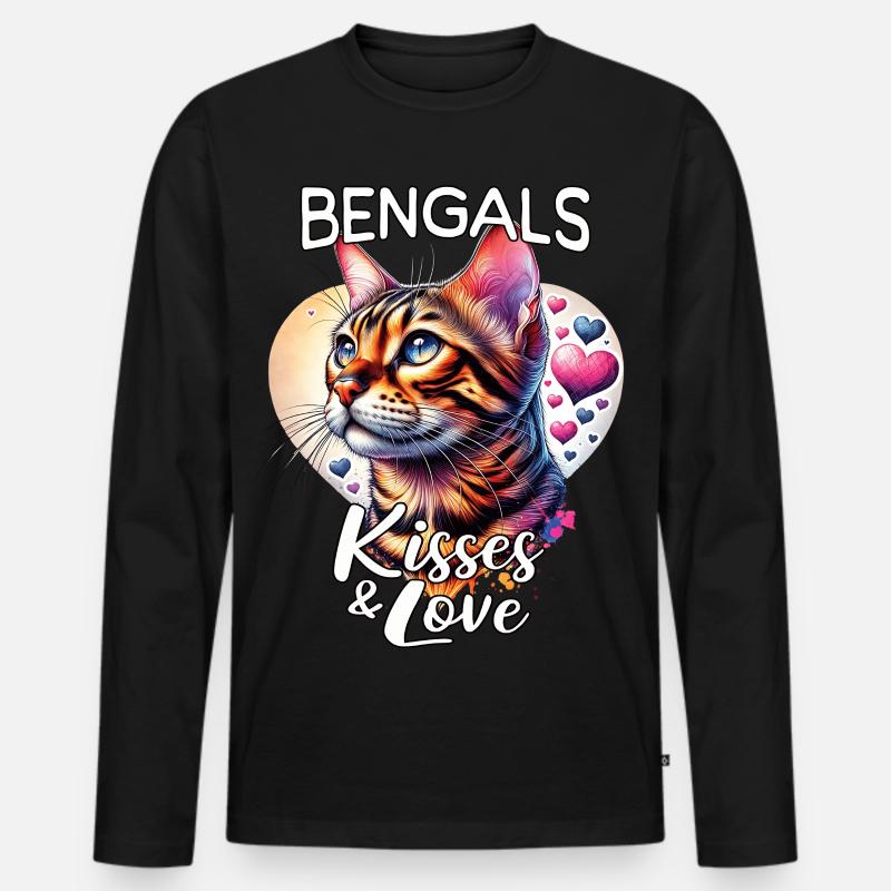 Bengalkatze Liebe - Männer Premium Bio Langarmshirt - Schwarz