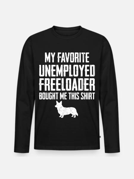 Lustiger Corgi-Schmarotzer - Männer Premium Bio Langarmshirt - Schwarz