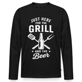 JUSTE ICI POUR LE GRILL ET LE Beer Grillmeister - T-shirt manches longues Premium bio Homme - noir - Devant - Nico (187cm)