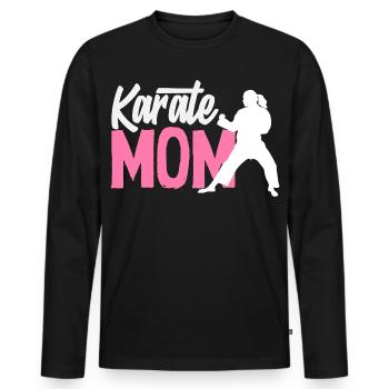 Maman Karaté Arts Martiaux Mère Combattante Femmes - T-shirt manches longues Premium bio Homme - noir - Devant - Nico (187cm)