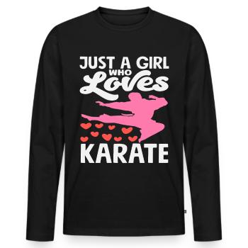 Juste une fille qui adore les arts martiaux de karaté - T-shirt manches longues Premium bio Homme - noir - Devant - Nico (187cm)