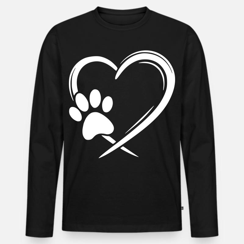 Pfote Herz - Männer Premium Bio Langarmshirt - Schwarz