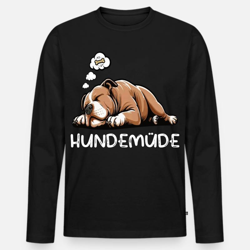 Hundemüde American Bully Bully Pit Bullybesitzer - Männer Premium Bio Langarmshirt - Schwarz