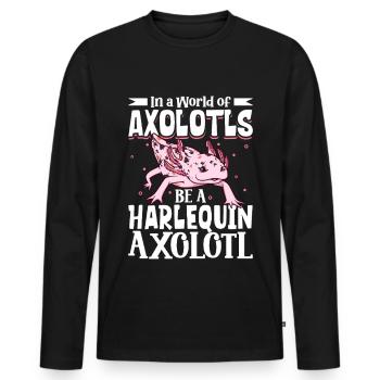 Be a Harlequin Axolotl - Men's Premium Organic Long Sleeve Shirt - black - Front - Nico (187cm)
