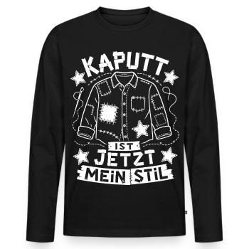 Stolzer Flicken statt Wegwerfen - Männer Premium Bio Langarmshirt - Schwarz - Vorne - Nico (187cm)