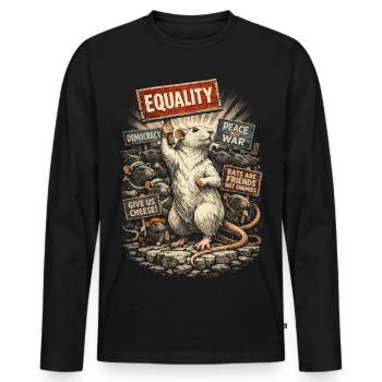 Farbratte Fancy Rat Großmaus Hausratte - Männer Premium Bio Langarmshirt - Schwarz - Vorne - Nico (187cm)