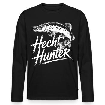 Brochet pêcheur - T-shirt manches longues Premium bio Homme - noir - Devant - Nico (187cm)