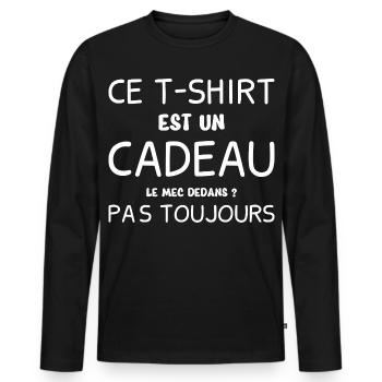 Homme Tshirt Cadeau Humour Couple Mec  - T-shirt manches longues Premium bio Homme - noir - Devant - Nico (187cm)
