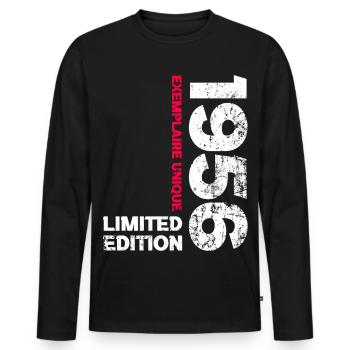 Vintage 1956 Gift 70 Years Man Anniversary - Men's Premium Organic Long Sleeve Shirt - black - Front - Nico (187cm)
