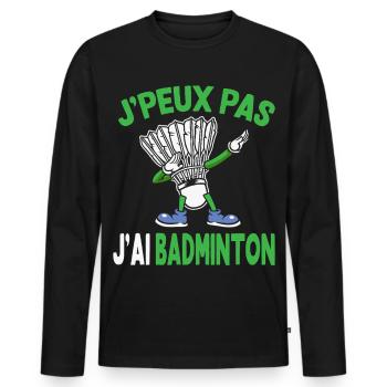 Je Peux Pas J’Ai Badminton - T-shirt manches longues Premium bio Homme - noir - Devant - Nico (187cm)