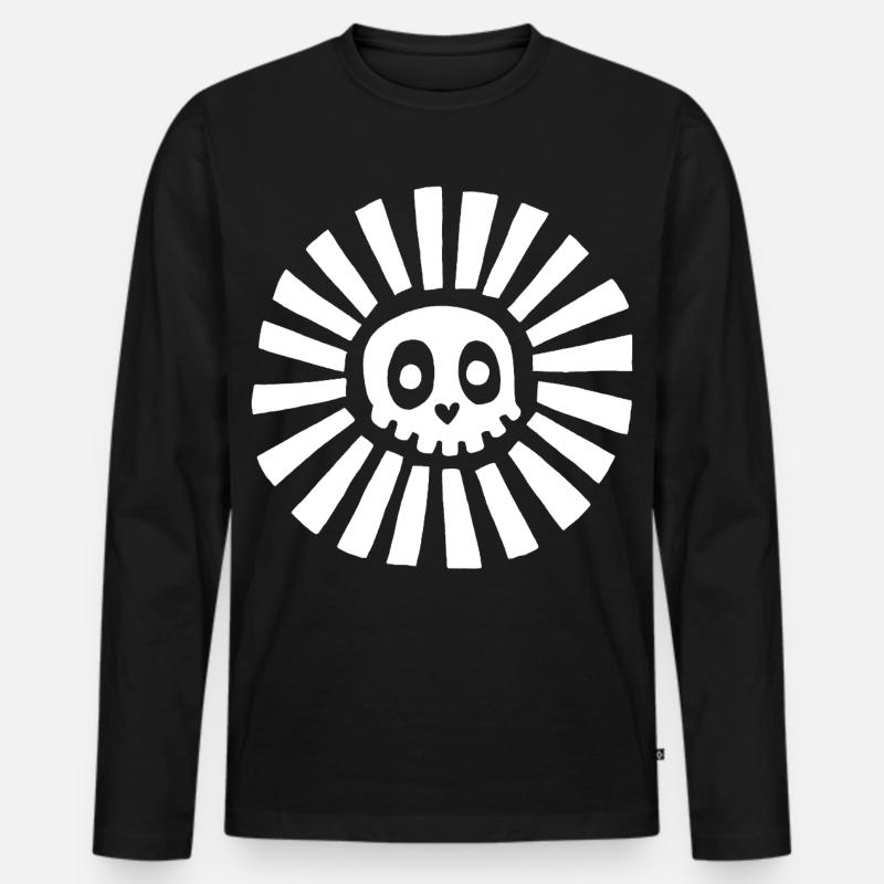 Weißer Sonnenschädel - Männer Premium Bio Langarmshirt - Schwarz
