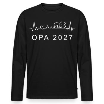 Opa 2027 Herzschlag Schwangerschaft Verkünden - Männer Premium Bio Langarmshirt - Schwarz - Vorne - Nico (187cm)