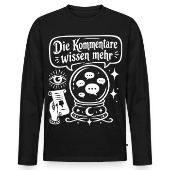 Die Kommentare wissen mehr - Männer Premium Bio Langarmshirt - Schwarz - Vorne - Nico (187cm)