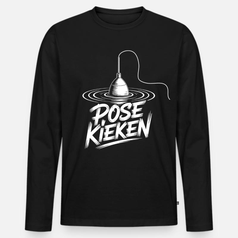 Angler Pose Design - Männer Premium Bio Langarmshirt - Schwarz