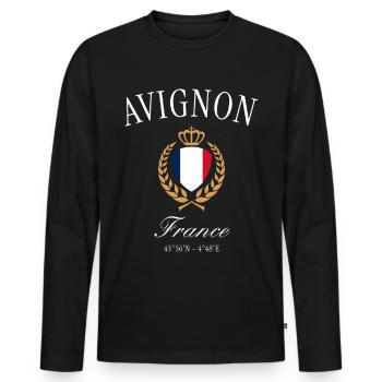 Avignon Frankreich Wappen Krone – Reise Souvenir - Männer Premium Bio Langarmshirt - Schwarz - Vorne - Nico (187cm)
