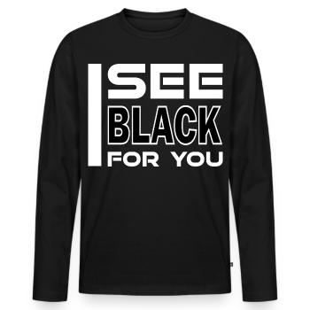 Je vois du noir pour toi - T-shirt manches longues Premium bio Homme - noir - Devant - Nico (187cm)