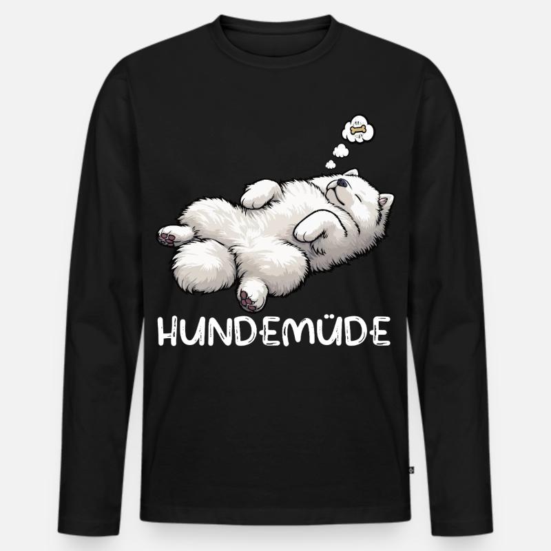 Hundemüde Samojede Samojedenbesitzer Samojedenhund - Männer Premium Bio Langarmshirt - Schwarz