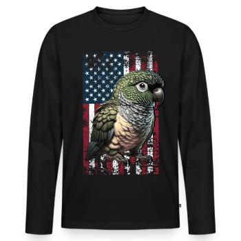 Patagonian Conure US Rock Parakeet - Men's Premium Organic Long Sleeve Shirt - black - Front - Nico (187cm)