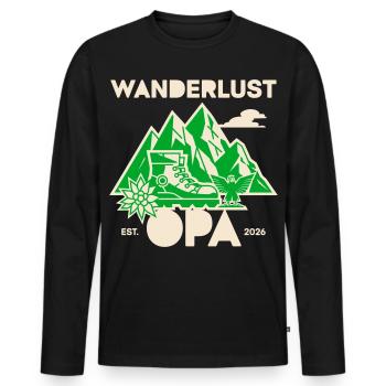 Wanderlust Opa 2026 Wandern Berge Rentner Vintage  - Männer Premium Bio Langarmshirt - Schwarz - Vorne - Nico (187cm)