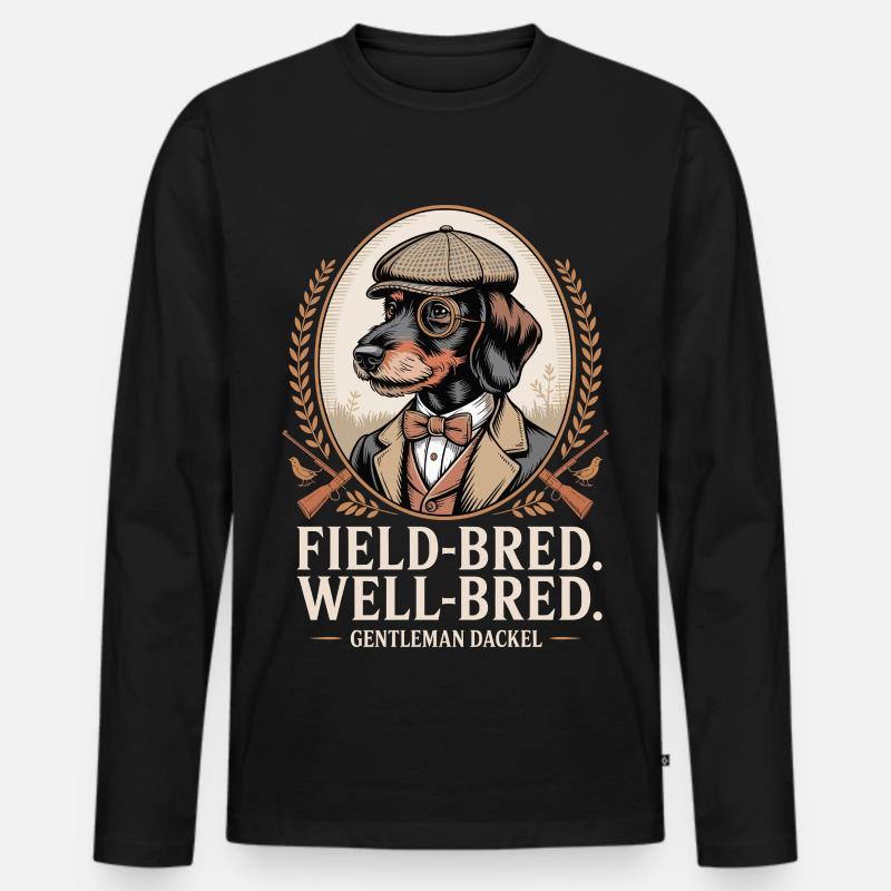 Gentleman Dackel - Männer Premium Bio Langarmshirt - Schwarz