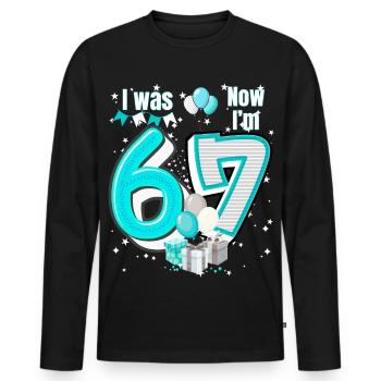 I was 6 Now Im 7 Birthday Shirt Kids 7 Birthday - Men's Premium Organic Long Sleeve Shirt - black - Front - Nico (187cm)