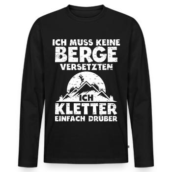 Kletter Geburtstags-Geschenk – Ich kletter drüber - Männer Premium Bio Langarmshirt - Schwarz - Vorne - Nico (187cm)