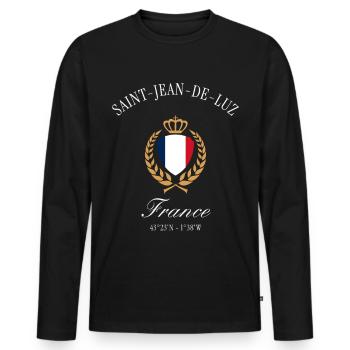 Saint-Jean-de-Luz Frankreich Wappen Reise Souvenir - Männer Premium Bio Langarmshirt - Schwarz - Vorne - Nico (187cm)
