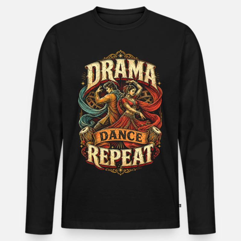 Bollywood - Männer Premium Bio Langarmshirt - Schwarz