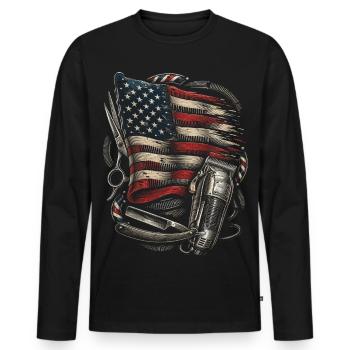 Barber Barbier - T-shirt manches longues Premium bio Homme - noir - Devant - Nico (187cm)