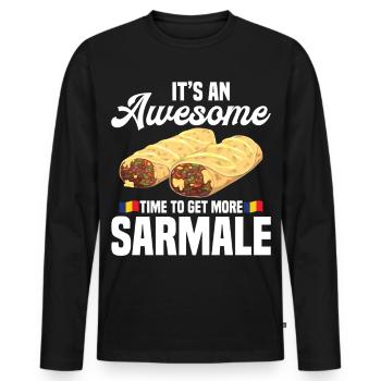  Sarmale Cuisine Foodie Dish Serbian Snack - Men's Premium Organic Long Sleeve Shirt - black - Front - Nico (187cm)