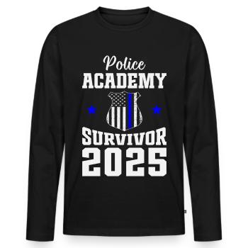  Police Academy Survivor 2025 Graduation Police - Men's Premium Organic Long Sleeve Shirt - black - Front - Nico (187cm)